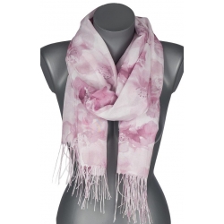 Szalik damski szal cienki wiosenny PASTELOWE KWIATKI 180cm RC-34-9 malina
