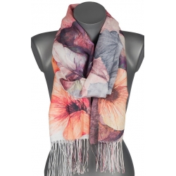 Szalik damski szal cienki wiosenny VINTAGE KWIATKI 180cm RC-37-3 czarny