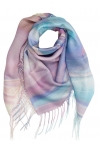 Chusta damska cienka wiosenna PASTELE 100x100cm z frędzlami RCC-40-1 niebieski