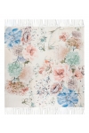 Chusta damska cienka wiosenna wzór kwiaty 100x100cm z frędzlami RCC-42-6 camel