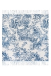 Chusta damska cienka wiosenna DRZEWA VINTAGE 100x100cm z frędzlami RCC-32-2 Granat