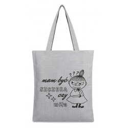 Torba na zakupy z nadrukiem MAM BYĆ SZCZERA CZY MIŁA na zamek TA-103 szary