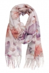 Szalik damski szal cienki wiosenny wzór w LILIE KWIATY 180cm RC-30-6 róż