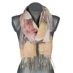 Szalik damski szal cienki wiosenny wzór KWIATY OBRAZ 180cm RC-13-7 Rudy