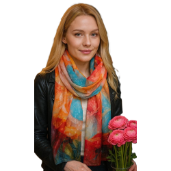 Szalik damski szal cienki wiosenny długi 180cm elegancki błyszczący z połyskiem RD-5