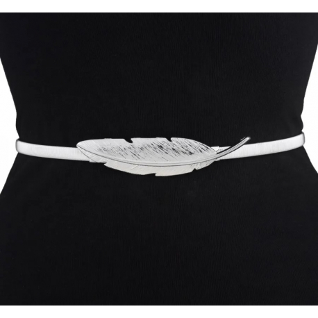 Pasek damski sprężynka do sukienki z metalową klamrą PAS-M-16 Srebrny
