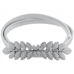 Pasek damski sprężynka do sukienki z metalową klamrą PAS-M-4 Srebrny