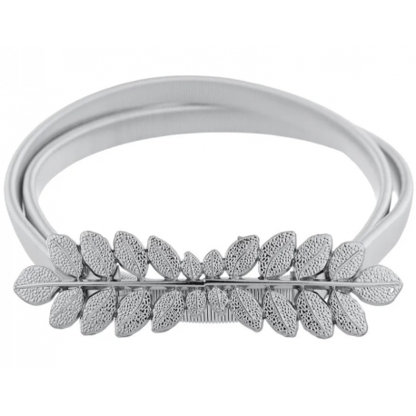 Pasek damski sprężynka do sukienki z metalową klamrą PAS-M-4 Srebrny