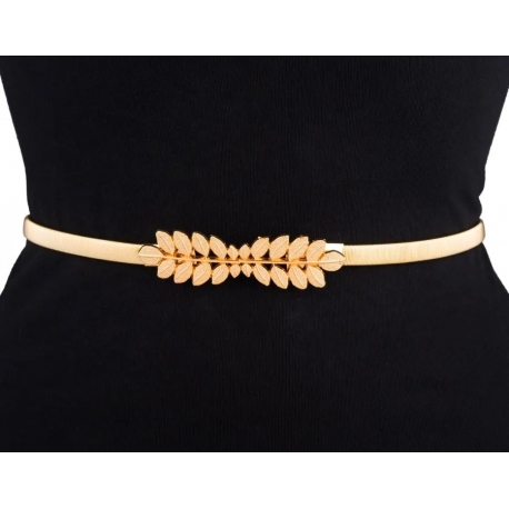 Pasek damski sprężynka do sukienki z metalową klamrą PAS-M-4 Złoty