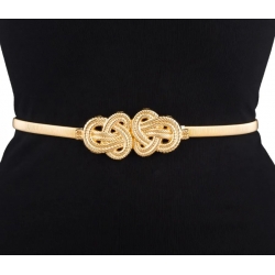 Pasek damski sprężynka do sukienki z metalową klamrą PAS-M-2 Złoty
