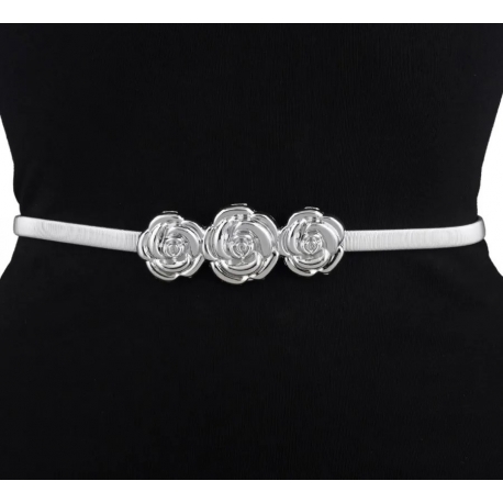 Pasek damski sprężynka do sukienki z metalową klamrą PAS-M-1 Srebrny