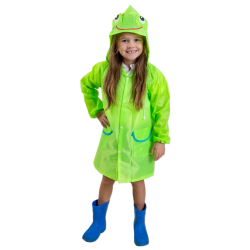 Płaszcz Przeciwdeszczowy dziecięcy z nadrukiem peleryna uniwersalna PEL-DZ-3 zielony