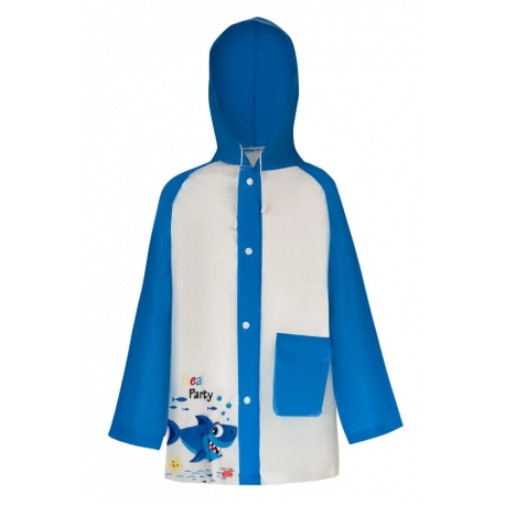 Płaszcz Przeciwdeszczowy dziecięcy z nadrukiem SHARK 125-135cm PEL-DZ-8XL niebieski