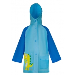 Płaszcz Przeciwdeszczowy dziecięcy z daszkiem nadruk DINOZAUR 125-135cm PEL-DZ-10XL niebieski