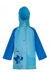 Płaszcz Przeciwdeszczowy dziecięcy z daszkiem nadruk SHARK 125-135cm PEL-DZ-12XL niebieski