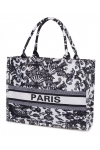 Torba miejska tote bag PARIS na zakupy na plażę z nadrukiem na zamek TOR-793 czarna