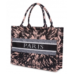 Torba miejska tote bag PARIS na zakupy na plażę z nadrukiem na zamek TOR-787 czarna