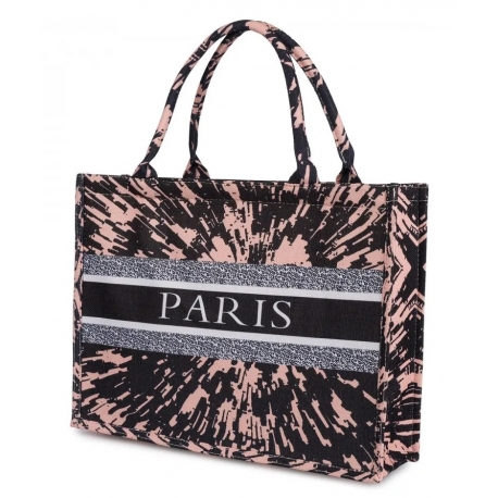 Torba miejska tote bag PARIS na zakupy na plażę z nadrukiem na zamek TOR-787 czarna