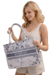 Torba miejska tote bag PARIS na zakupy na plażę z nadrukiem na zamek TOR-786 szara