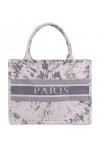 Torba miejska tote bag PARIS na zakupy na plażę z nadrukiem na zamek TOR-786 szara