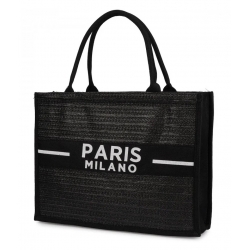 Torba miejska tote bag PARIS na zakupy na plażę z nadrukiem na zamek TOR-785 czarny