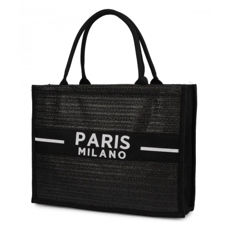 Torba miejska tote bag PARIS na zakupy na plażę z nadrukiem na zamek TOR-785 czarny