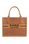 Torba miejska tote bag PARIS na zakupy na plażę z nadrukiem na zamek TOR-785 brąz