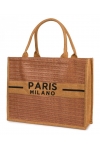 Torba miejska tote bag PARIS na zakupy na plażę z nadrukiem na zamek TOR-785 brąz