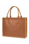 Torba miejska tote bag PARIS na zakupy na plażę z nadrukiem na zamek TOR-785 brąz