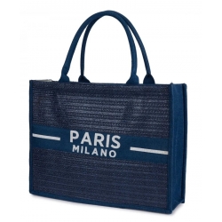 Torba miejska tote bag PARIS na zakupy na plażę z nadrukiem na zamek TOR-785 granat