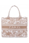 Torba miejska tote bag PARIS na zakupy na plażę z nadrukiem na zamek TOR-783 beżowy