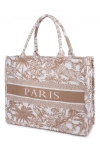 Torba miejska tote bag PARIS na zakupy na plażę z nadrukiem na zamek TOR-783 beżowy