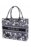 Torba miejska tote bag PARIS na zakupy na plażę z nadrukiem na zamek TOR-782 czarny