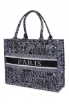 Torba miejska tote bag PARIS na zakupy na plażę z nadrukiem na zamek TOR-779 czarna