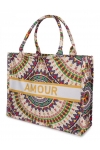 Torba miejska tote bag  shopper na zakupy na plażę AMOUR styl BOHO na zamek TOR-775