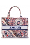 Torba miejska tote bag  shopper na zakupy na plażę AMOUR styl BOHO na zamek TOR-774
