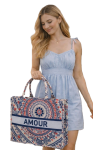 Torba miejska tote bag  shopper na zakupy na plażę AMOUR styl BOHO na zamek TOR-774