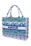 Torba miejska tote bag  shopper na zakupy na plażę AMOUR styl BOHO na zamek TOR-773