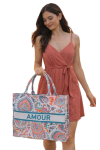 Torba miejska tote bag  shopper na zakupy na plażę AMOUR styl BOHO na zamek TOR-772