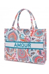 Torba miejska tote bag  shopper na zakupy na plażę AMOUR styl BOHO na zamek TOR-772
