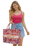 Torba miejska tote bag  shopper na zakupy na plażę AMOUR styl BOHO na zamek TOR-771