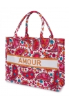 Torba miejska tote bag  shopper na zakupy na plażę AMOUR styl BOHO na zamek TOR-771