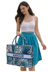 Torba miejska tote bag  shopper na zakupy na plażę AMOUR styl BOHO na zamek TOR-770