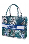 Torba miejska tote bag  shopper na zakupy na plażę AMOUR styl BOHO na zamek TOR-770