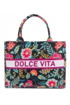 Torba miejska tote bag  shopper na zakupy na plażę DOLCE VITA styl FOLKOWY na zamek TOR-766