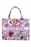 Torba miejska tote bag  shopper na zakupy na plażę DOLCE VITA styl FOLKOWY na zamek TOR-764