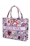 Torba miejska tote bag  shopper na zakupy na plażę DOLCE VITA styl FOLKOWY na zamek TOR-764