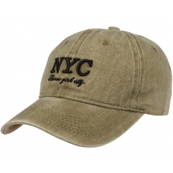 Czapka z daszkiem bawełniana dżokejka NYC unisex bejsbolówka regulowana CZ-M-105 Khaky