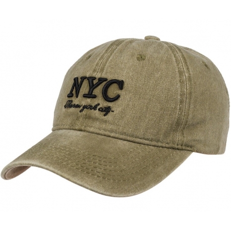 Czapka z daszkiem bawełniana dżokejka NYC unisex bejsbolówka regulowana CZ-M-105 Khaky