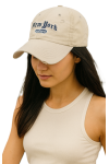 Czapka z daszkiem bawełniana dżokejka NEW YORK VINTAGE unisex bejsbolówka CZ-M-103 Beż